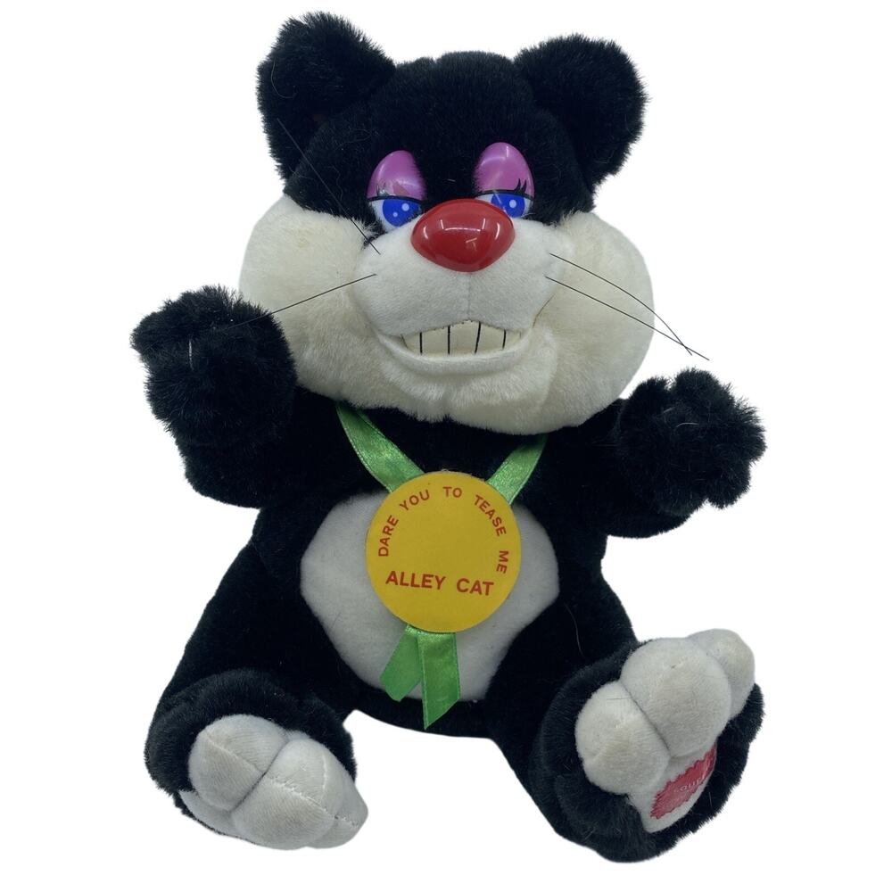 Vintage Alley Cat “Dare You To Tease Me” Plush Toy Black 1997 Works Tested